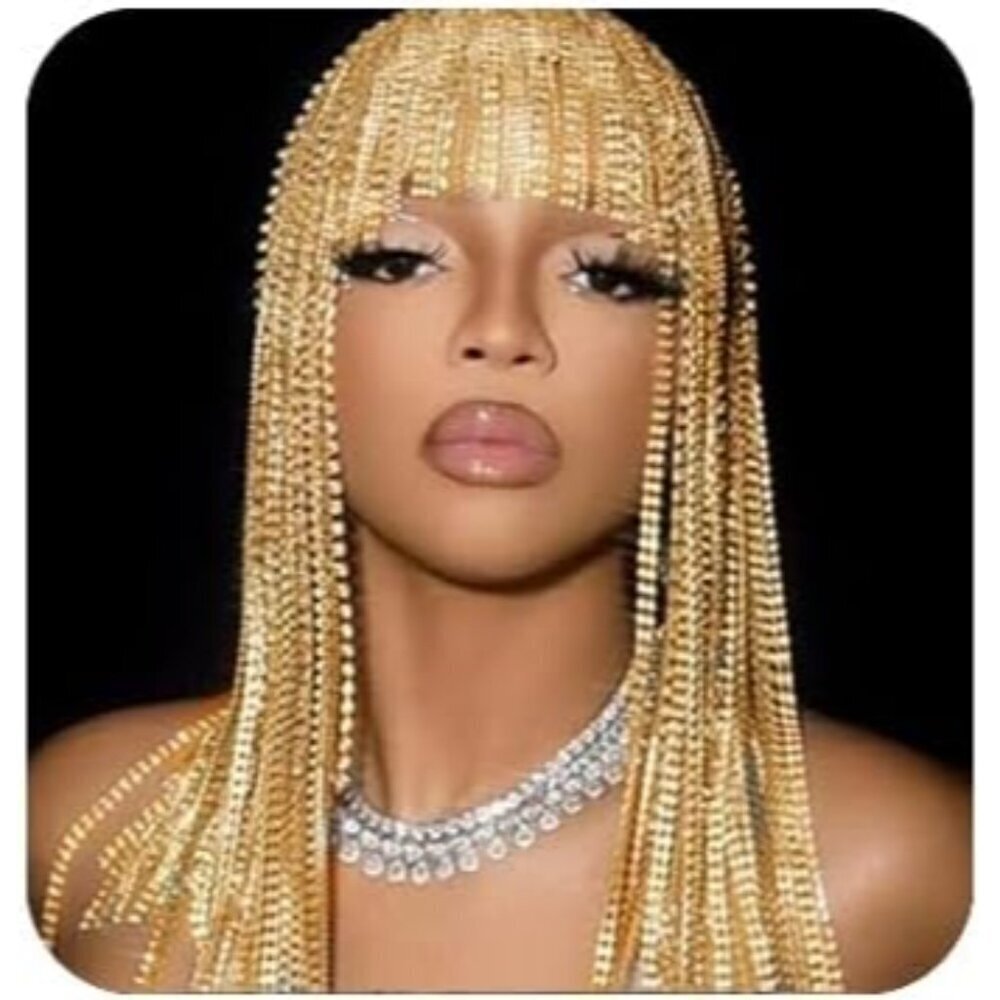 Long Rhinestone Headpiece Cap with Tassels Flapper Gatsby Hair Jewelry for Women